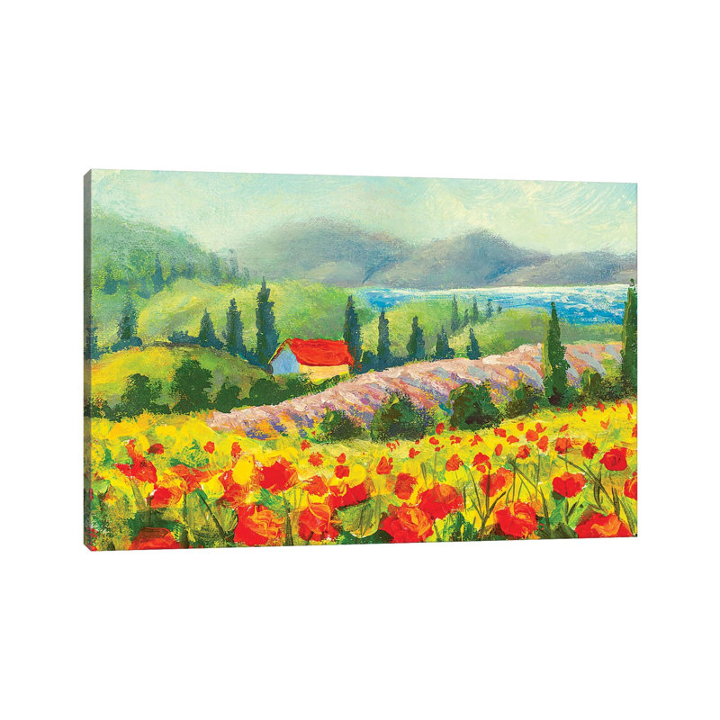 Country House On A Beautiful Slope by Valery Rybakow - Wrapped Canvas Painting, 20.32 cm H x 30.48 cm W