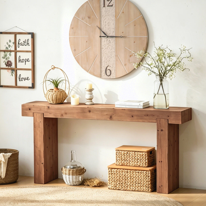 63" Solid Wood Console Table – Rustic Farmhouse Sofa Table for Entryway, Hallway, Espresso