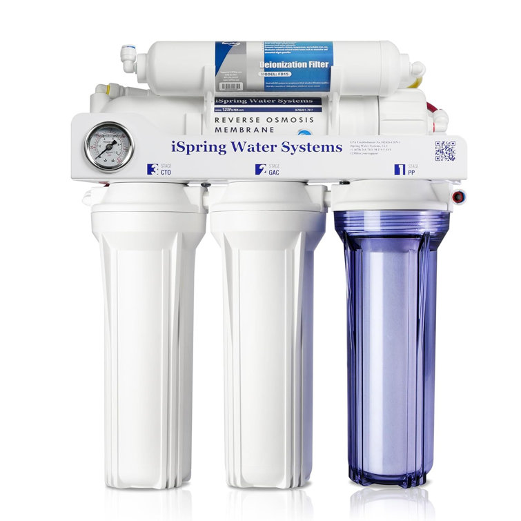 iSpring RCC1D Tankless RO/DI System, 5 Stage De-ionization RO Water Filter System 150 GPD