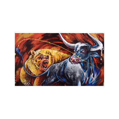 Bull and Bear Fight | Acrylique sur toile | Par Anant Roop Art Studio