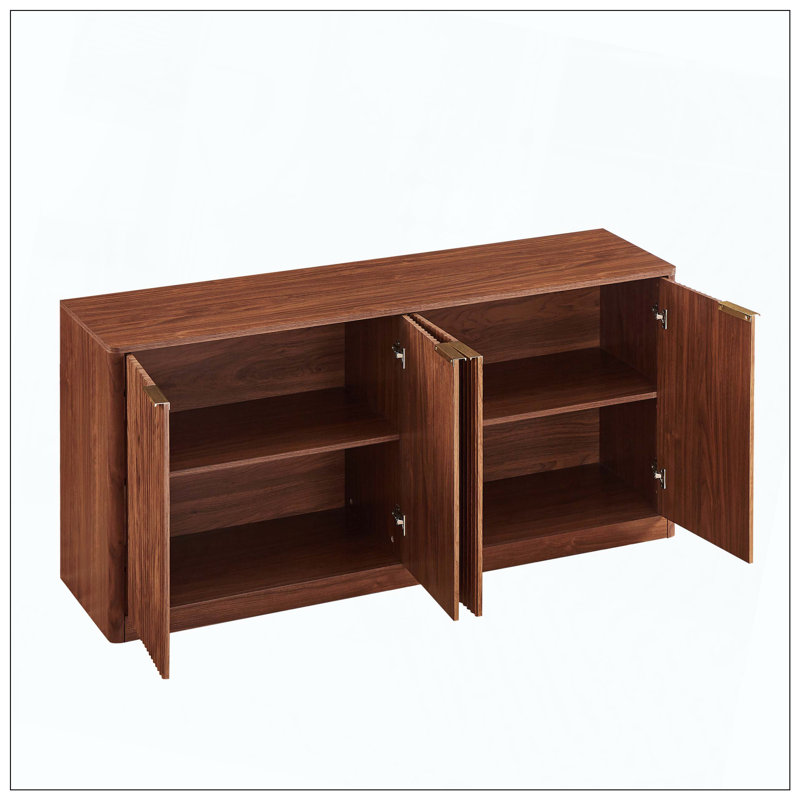 Modern Wavy Sideboard, Curved Contour Design Storage Cabinet, 4-Door Cabinet With Storage Function, Suitable For Kitchen/Bedroom/Living Room