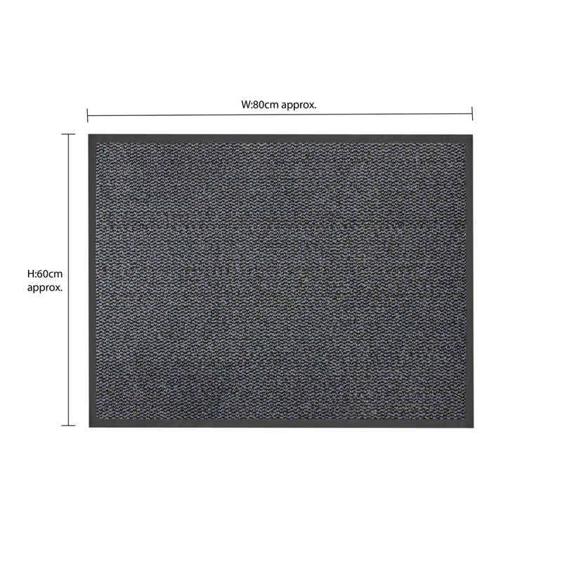 Non-Slip Indoor Doormat, Blue, Rectangle 60 x 80cm