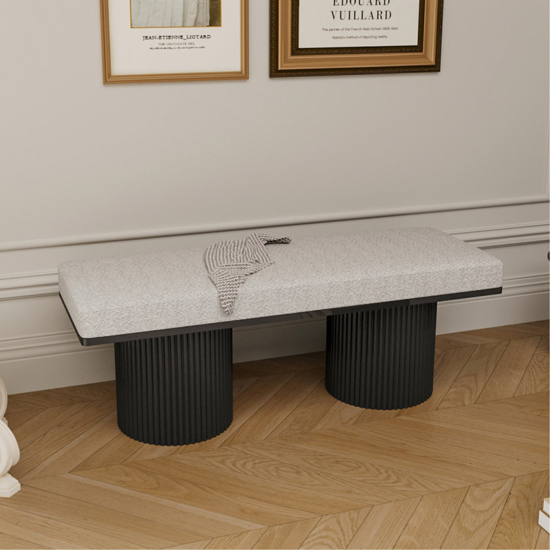 Banc rembourré Boucle avec pieds épais, Noir, noir, noir, noir