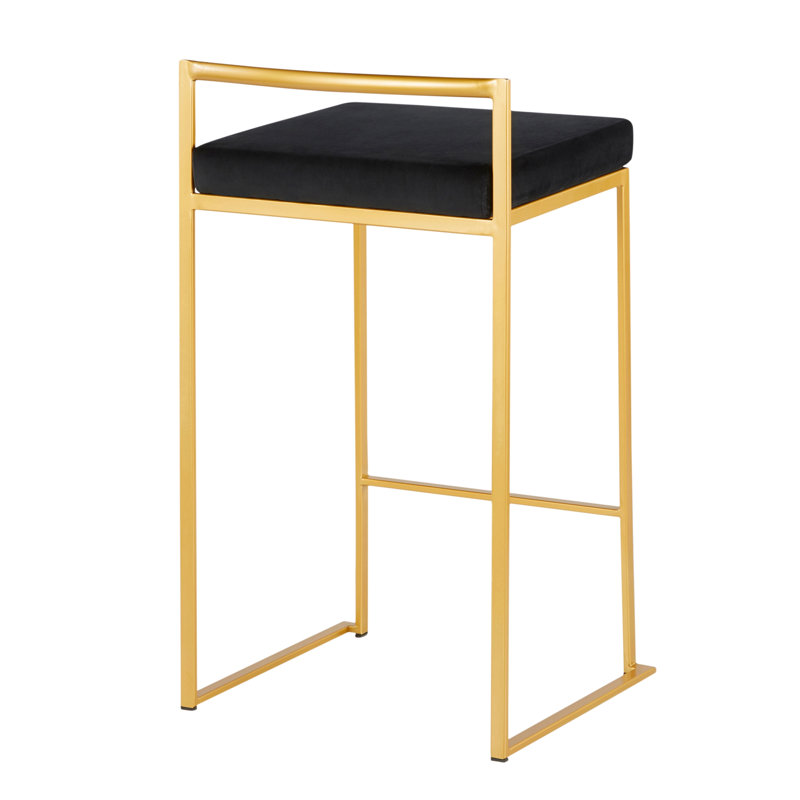 Tabouret de comptoir contemporain, Siège noir / cadre doré