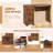 43" Home Office Desk Compact Study Writing Desk With 2 Drawers Charging Station Brown