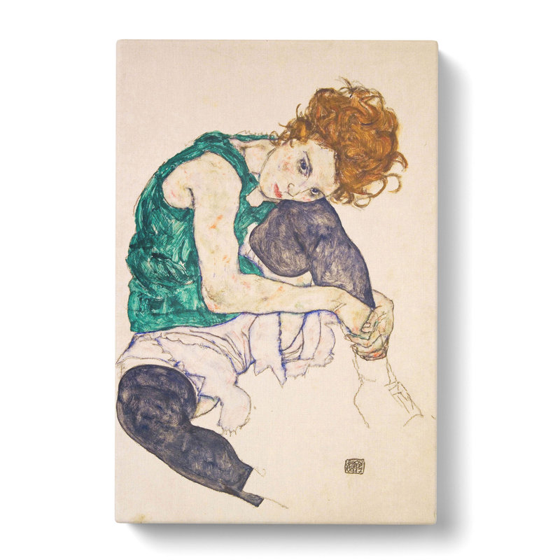 Seated Woman Vol.1 by Egon Schiele - Wrapped Canvas Painting, 76cm H x 50cm W x 3cm D