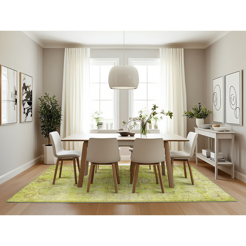 Tapis traditionnel vert clair, Rectangle 7 pi x 10 pi