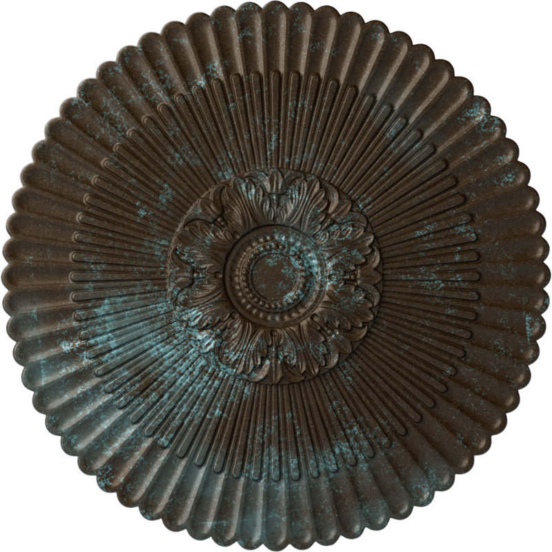 Médaillon de plafond Endurathane Shakuras, diamètre extérieur 47 5/8 po x P 2 po (pour auvents jusqu'à 6 1/2 po), finition perle noire peinte à la main