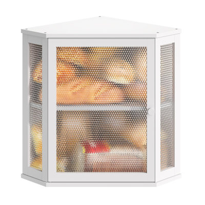 Boîte à pain de coin pour coin-cuisine très grande capacité, boîte à pain de style campagnard, rangement de comptoir d'angle, porte-pain double couche (blanc, très grand)