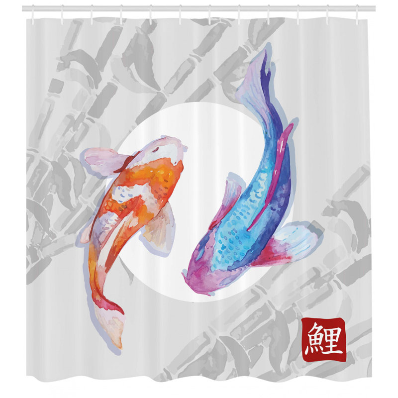 Rideau de douche Couple Koi, H 69 po x l 105 po