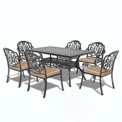 7-Piece Set Of Cast Aluminum Patio Furniture With Cushions