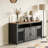 59.3''Sideboard with Sliding Barn Door and Mesh Panels,Farmhouse Buffet with Open Storage-1332832832