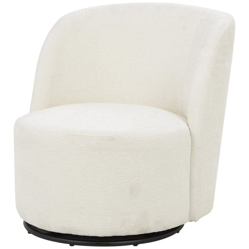 Chaise d'appoint ronde en polyester pivotante blanche avec base noire