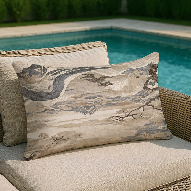Elegant Waves Indoor And Outdoor Throw Pillow, Rectangle 20"H x 14"W