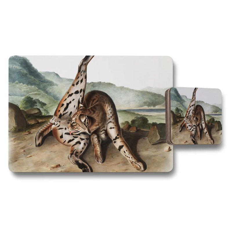 Leopard Pattern Placemat And Coaster Set For Dining Table