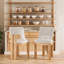 Ensemble de 2 chaises d'appoint rembourrées, tissu Boucle, structure en bois d'hévéa, lin beige, pour la cuisine et la salle à manger