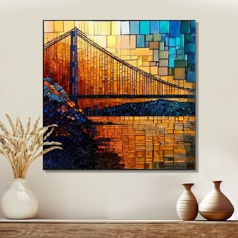 Golden Gate Bridge on Mosaic Horizon II - San Francisco, impression sur métal industrielle, H 29 po x l 29 po