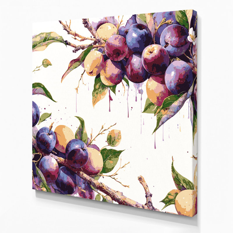 Art mural sur toile prune grise, H 12 po x l 12 po