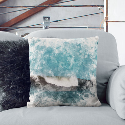 Wave Curl Watercolour Cushion with Filling
