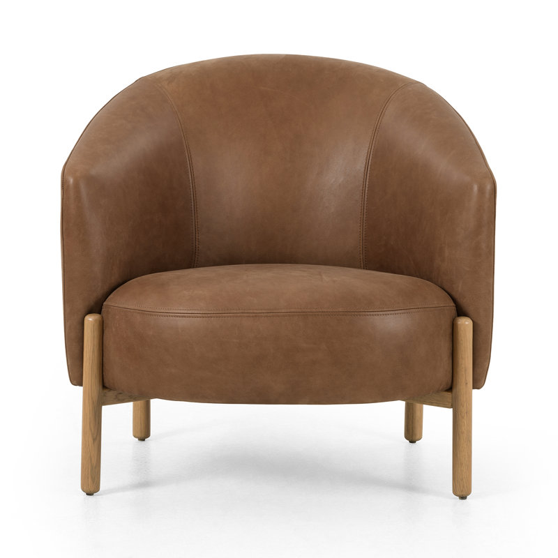 Enfield Barrel Chair Chair with Ottoman, Palermo Cognac Genuine Leather