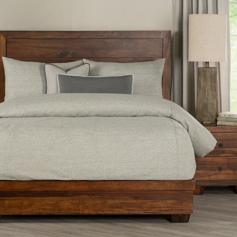 Adventure Tweed Bed-Cap Comforter Complete Set, Green, Queen Comforter + 2 Queen Shams