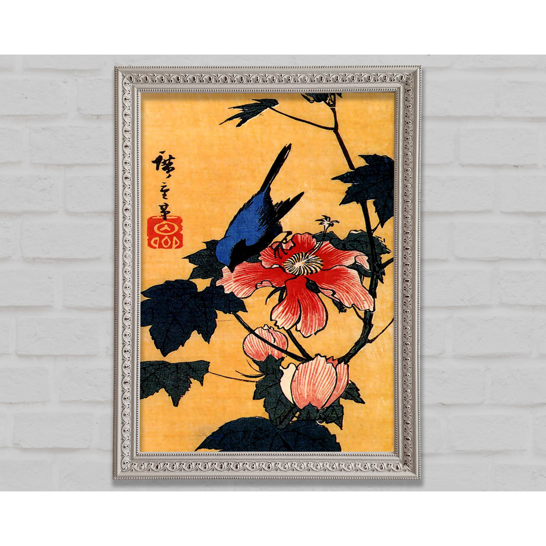 Hiroshige Vogel auf einer Hibiskusblüte - Einzelner Bilderrahmen Kunstdrucke