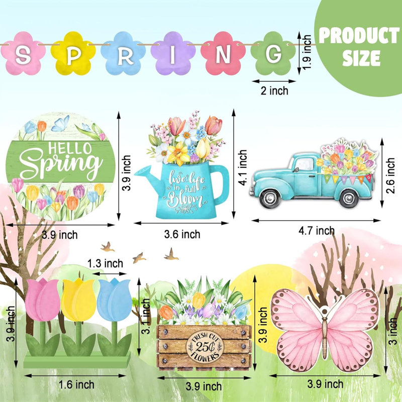 Décor de plateau de printemps à niveaux Hello Spring