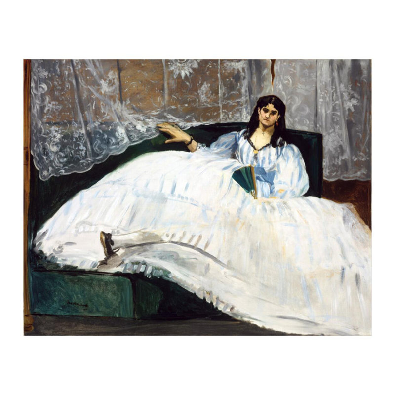 «Woman with a Fan» par Edward Manet - Impression giclée, H 16 po x l 20 po