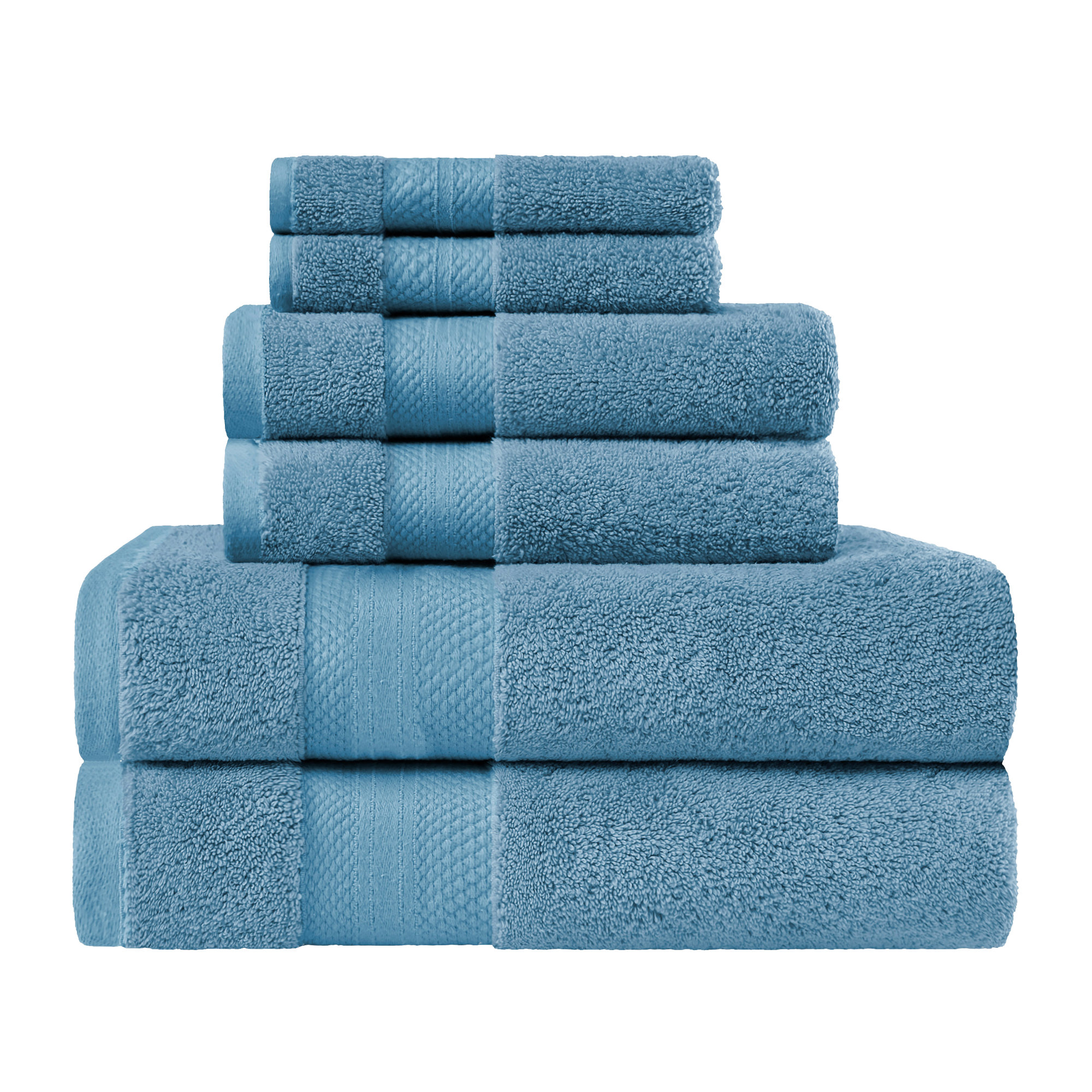 Finnian Ultra-Plush Heavyweight, 100% Turkish Towel Collection, Denim Blue, 6 Piece Towel Set