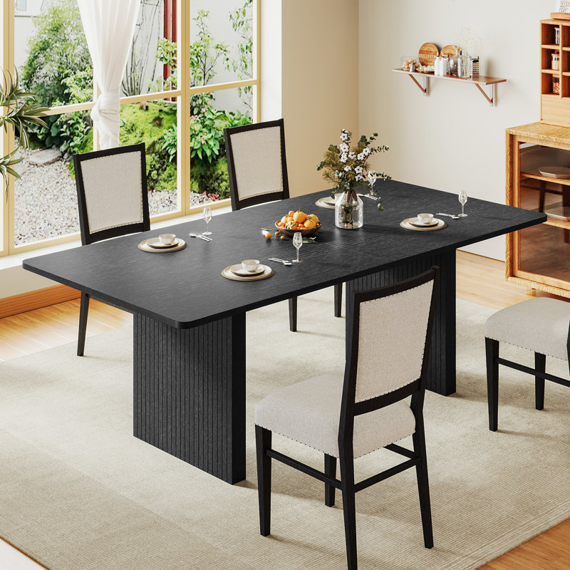 70" Modern Rectangular Dining Table For 4-6 People, Black