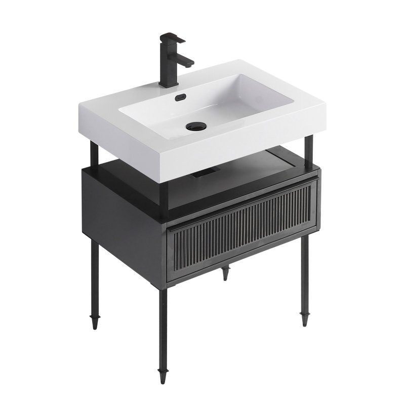 Ensemble de meuble-lavabo simple 30 po Strobel, Gris, Noir