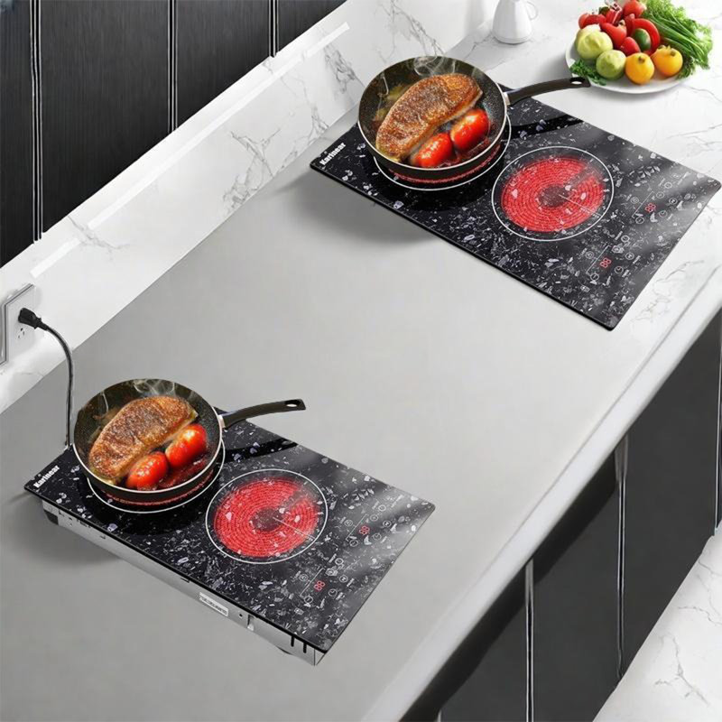 Surface de cuisson électrique à 2 brûleurs Karinear 12 pouces 2000W avec surface en marbre