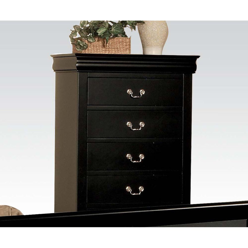 Commode 5 tiroirs Egger Louis Philippe Iii, Noir