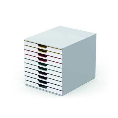 Durable VARICOLOR MIX Desktop Organizer 10 Drawer Color Coded Storage | Letter Size+