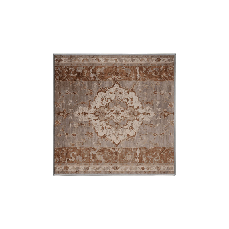 Tapis gris soyeux et moelleux, Carré 3 pi