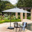 Parasol d'extérieur chic simple en forme de banane avec cadre en aluminium, pour temps doux, aluminium gris moderne, convient à une utilisation, temps