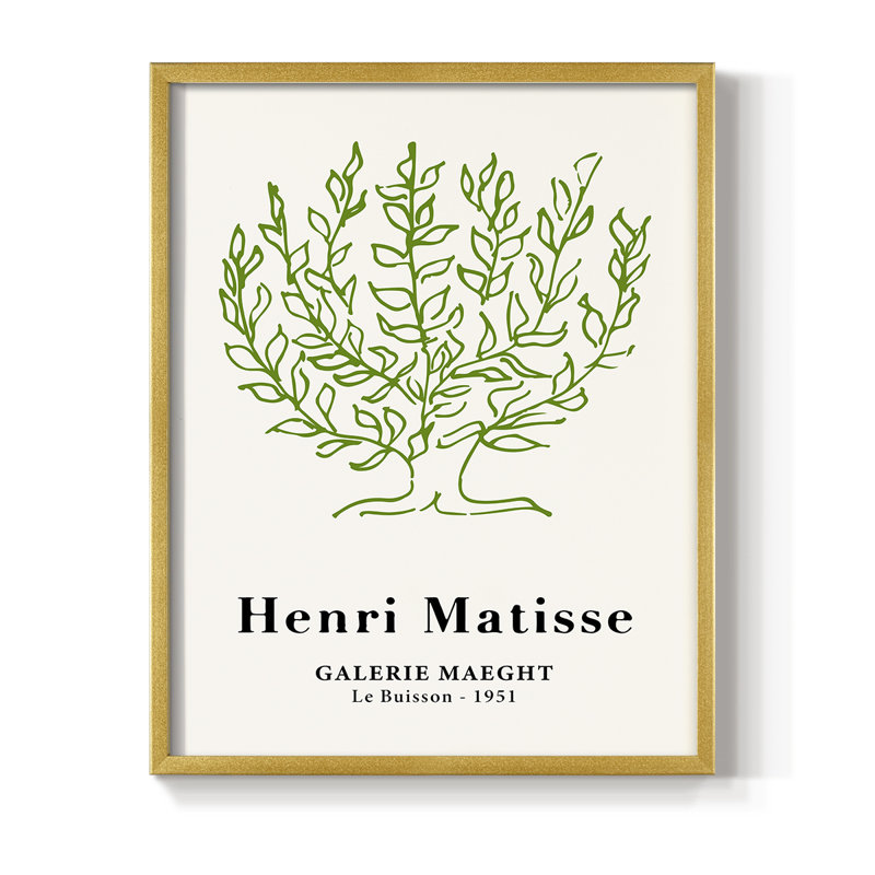 Matisse CXV Framed Print - Solid Wood, 10" H x 8" W, Gold