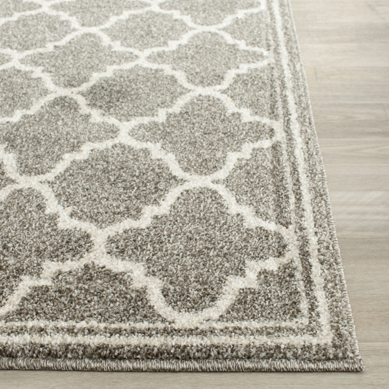 Tapis géométrique Ammundsen, Tapis de couloir 2 pi 3 po x 11 pi, Gris foncé / beige