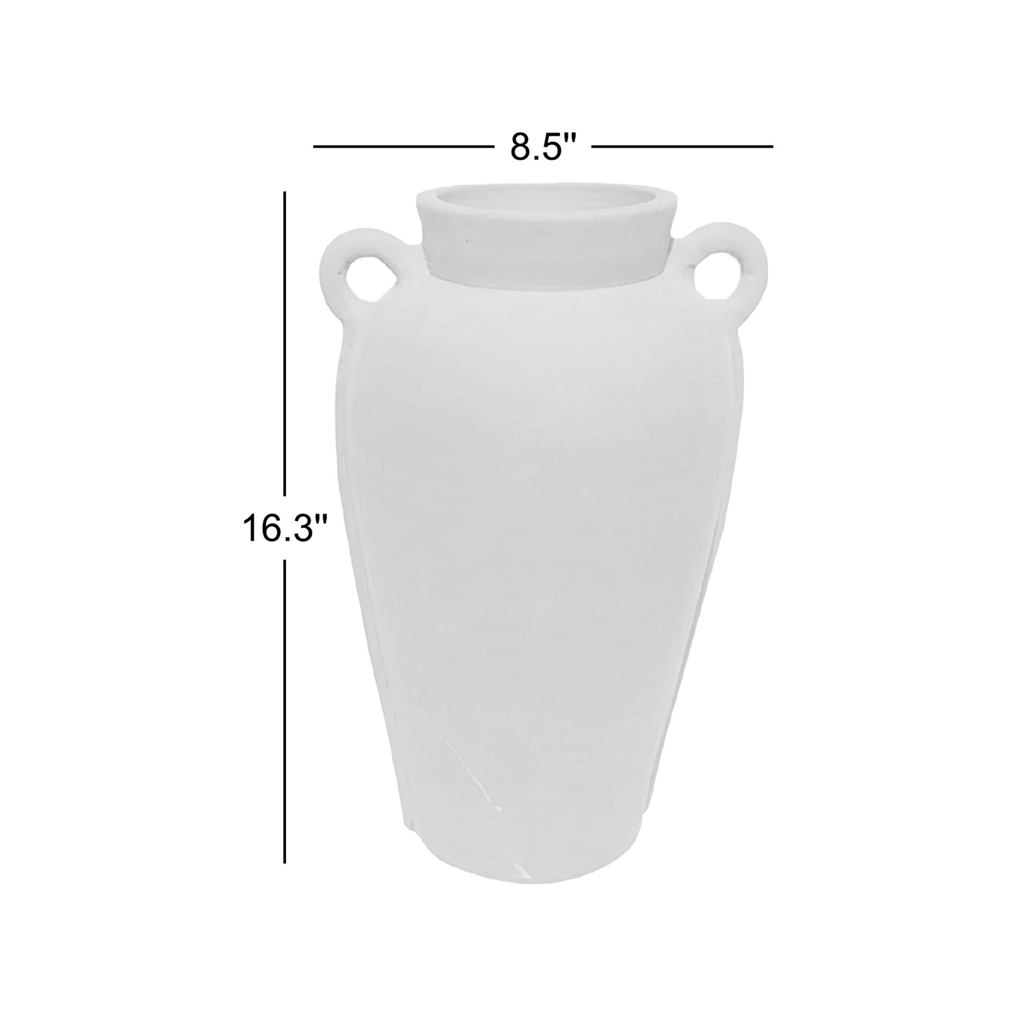 Terracotta Vase Natural Black H 16.3" & Dia 8.5", Natural