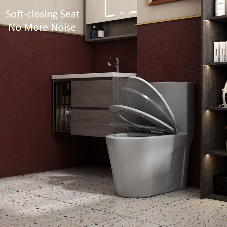 Modern One Piece Toilet,Elongated Toilet Power Dual Flush 1.1/1.6 GPF,Comfortable Seat ADA Height