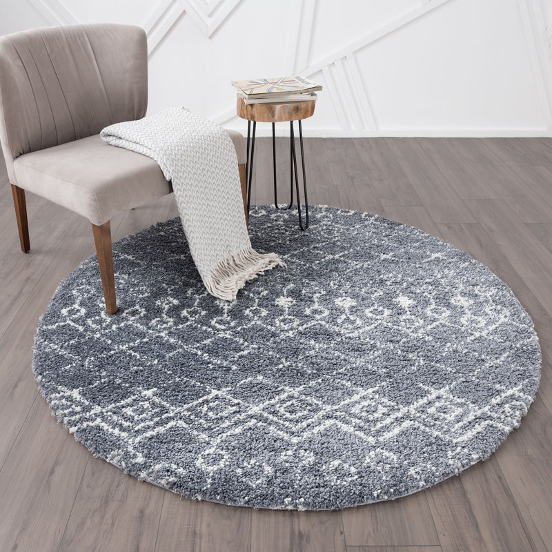 Tapis gris foncé Vezina, Rond 7 pi 10 po