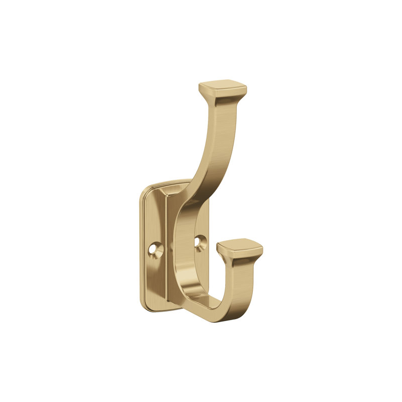 Alder Transitional 2 Prong Decorative Wall Hook, Champagne Bronze