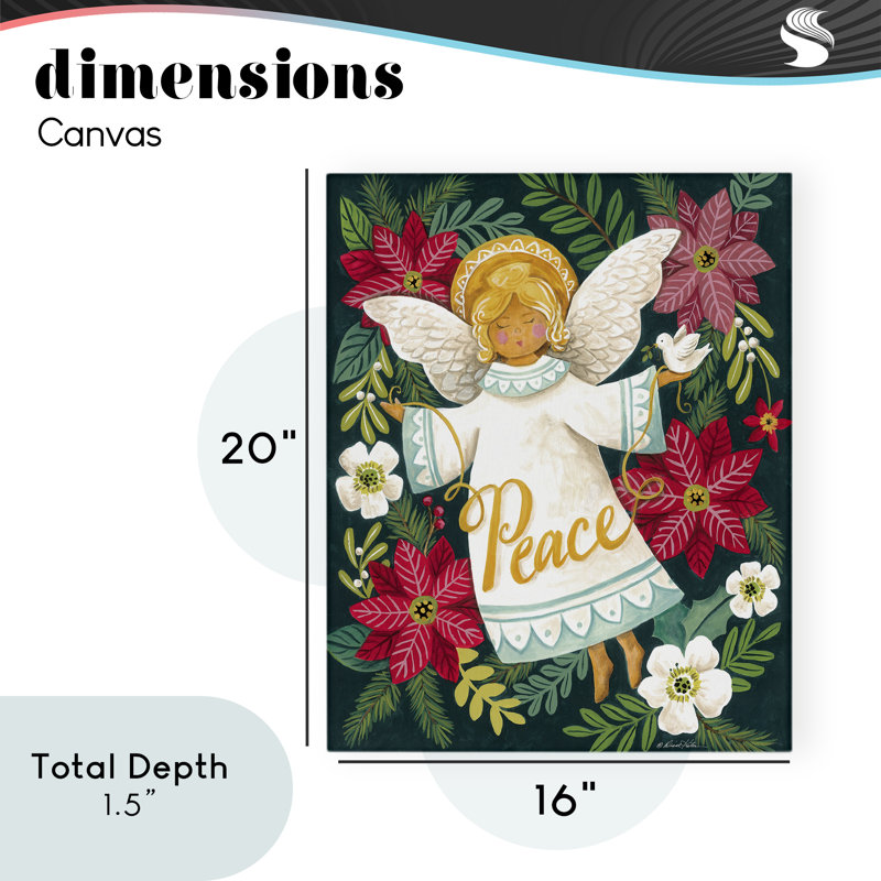 Ange avec toile Peace & Botanicals, design par Diane Kater, H 20 po x l 16 po