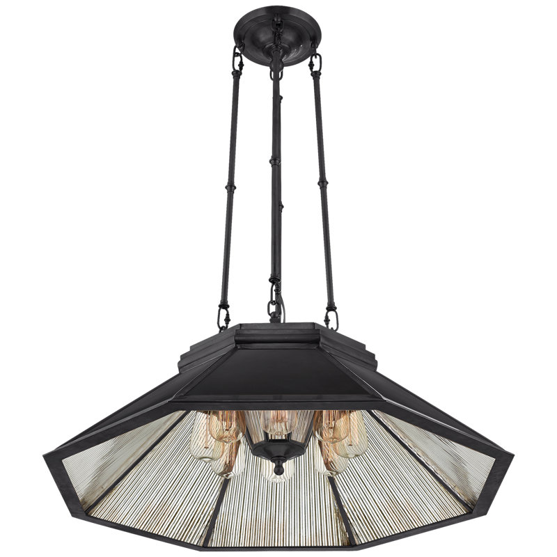 Ralph Lauren Rivington 8 Light Medium Pendant, Antique Ribbed Mirror, Bronze