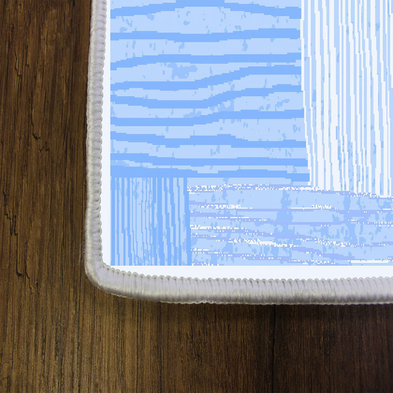 Tapis bleu en polyester tissé à la machine Debashis, Rectangle 2 pi 7 po x 4 pi 11 po