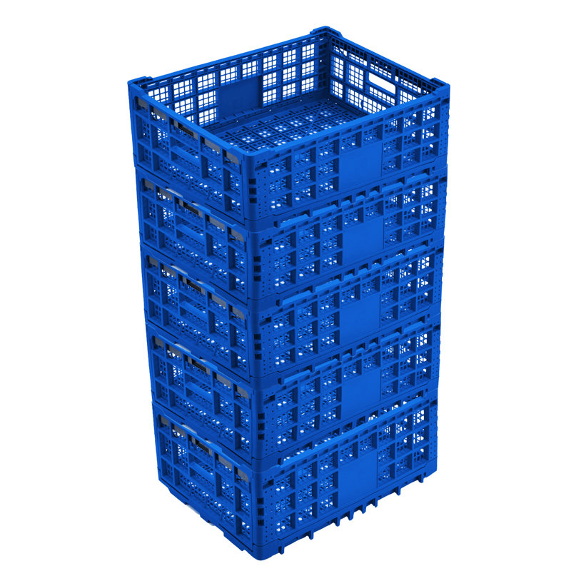 Collapsible Storage Bin Containe, 52 Liter Foldable Milk Crate, Stackable Heavy Duty Plastic Storage Crate with Handle, Folding Transit Storages for Home Office Farm Garage Toy Storage