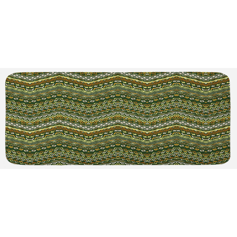 Tapis de cuisine à motif à chevrons avec décoration jaune brun pâle style