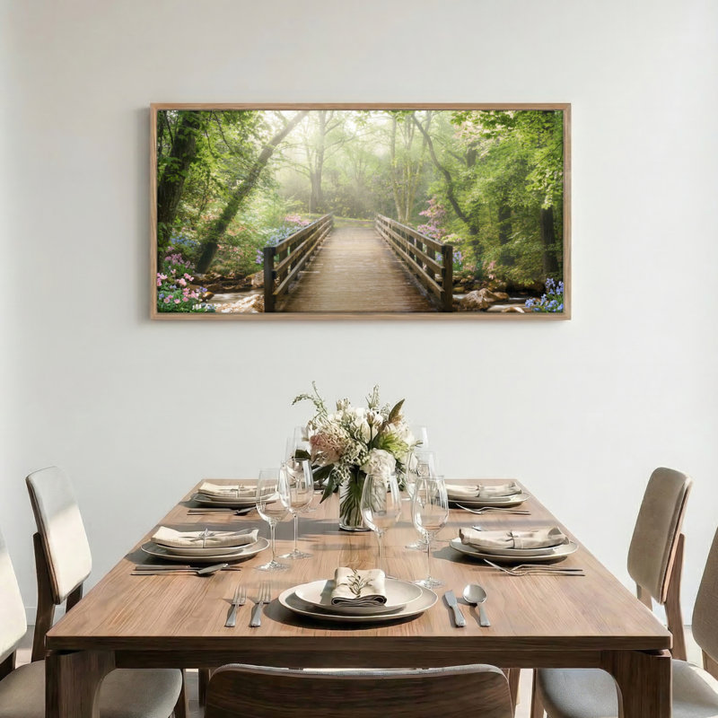 Tableau encadré sur toile « Pont forestier », 1 pièce, 147 x 71 cm, 58 po x 28 po