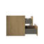 Meuble-lavabo mural en chêne naturel sans lavabo, design élégant et compact pour salle de bain.
