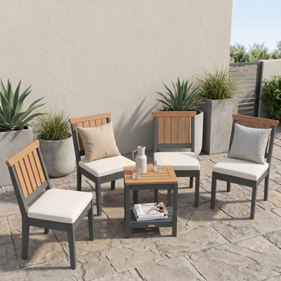 All-Weather HDPE Outdoor Dining Armchairless with Cushion (Set of 4)